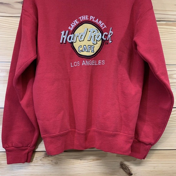 Vintage 90s Hard Rock Cafe Los Angeles LA Red Sweatshirt Large Sturdy Sweats B22 - Picture 3 of 9
